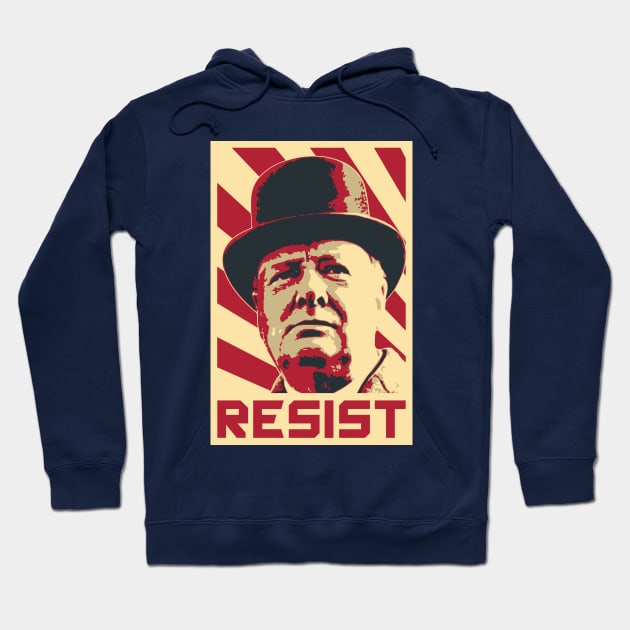 Winston Churchill Resist Retro Propaganda Hoodie by Nerd_art